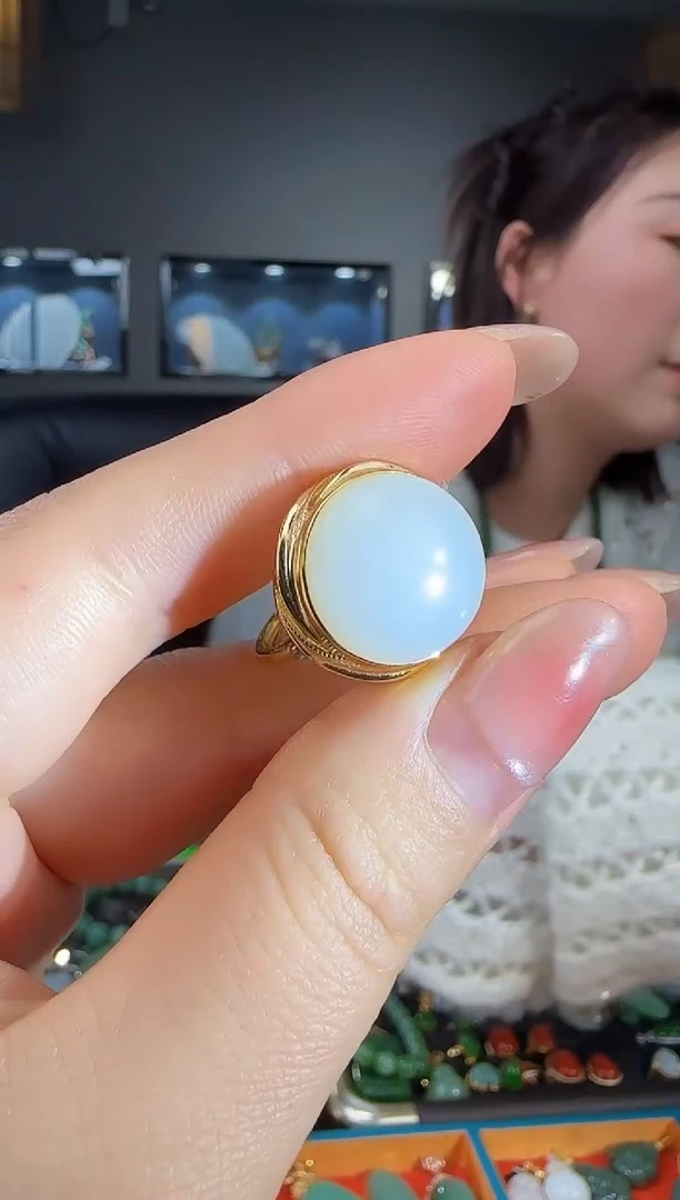 银S925镶嵌戒指和田玉1