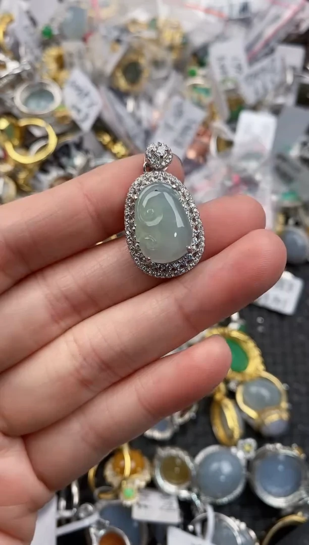 银S925镶嵌戒指翡翠222   1