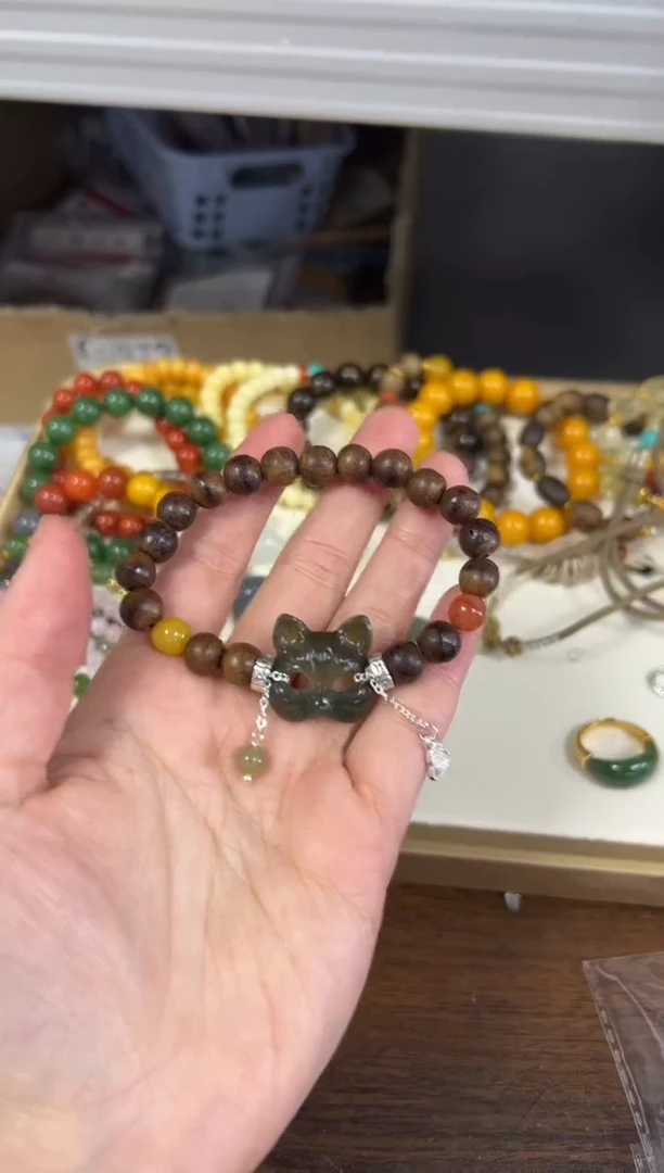 未镶嵌手链和田玉和田玉狐狸面具芽庄设计款手串[675]