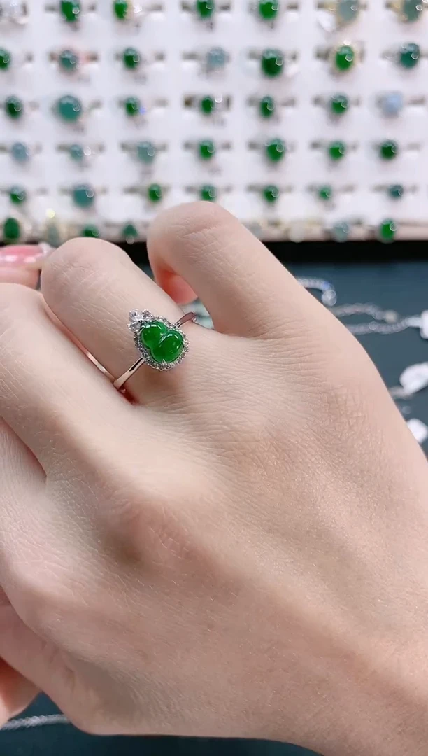 【闪购商品】翡翠戒指银S925镶嵌天然翡翠