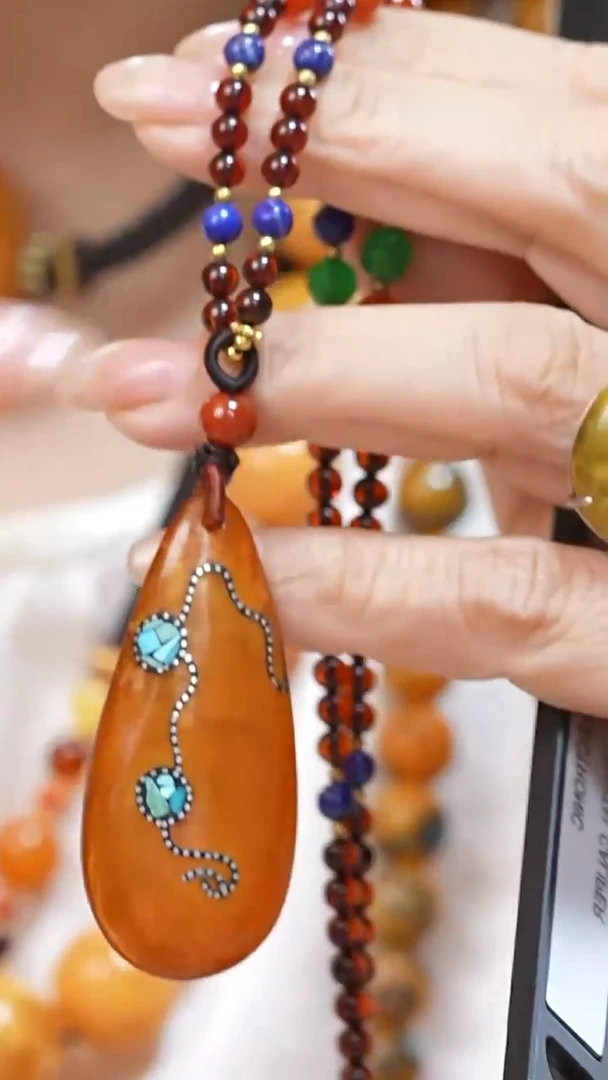 蜜蜡颈饰未镶嵌4312天然蜜蜡珠宝奇石云端妖孽妖花全部保真