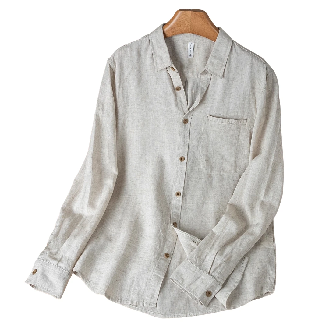 【品牌撤柜】长袖男衬衣时尚复古秋冬男士纯色时尚男士色织衬衫薄款