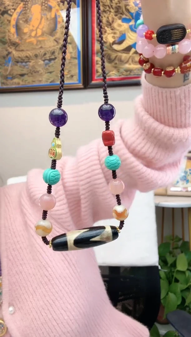 【闪购商品】玛瑙/玉髓项链未镶嵌虎牙多宝项链