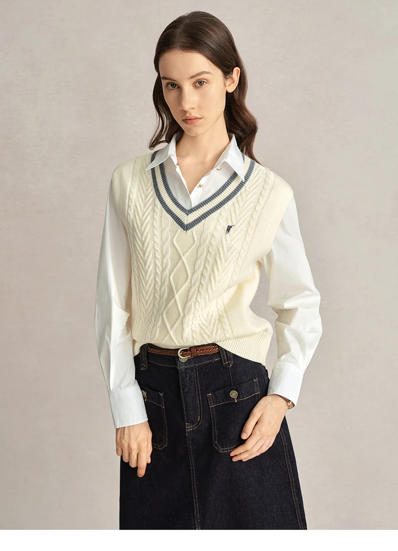 POLOWALK2024新品秋季女式背心绣花针织衫