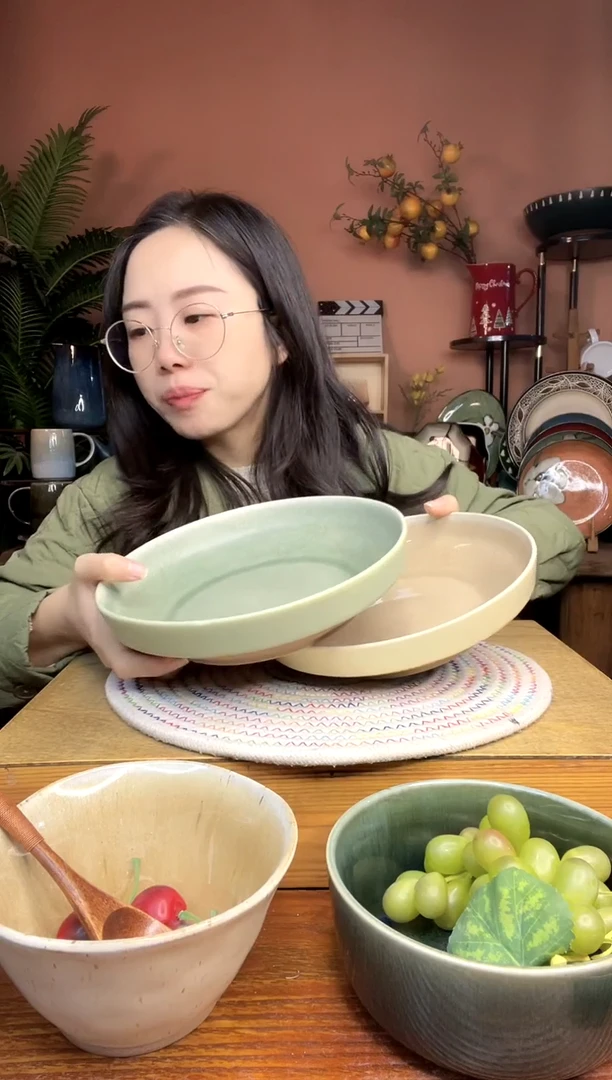 陶瓷8.5英寸粗陶深盘 2件 微瑕疵