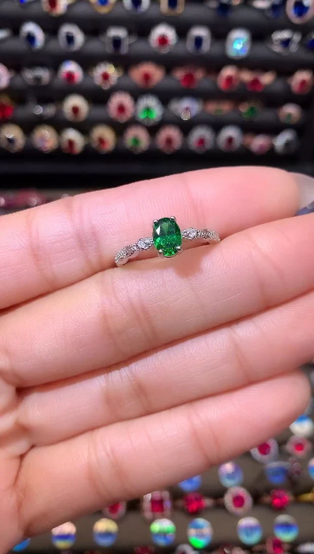 【闪购商品】透辉石戒指银S925镶嵌1