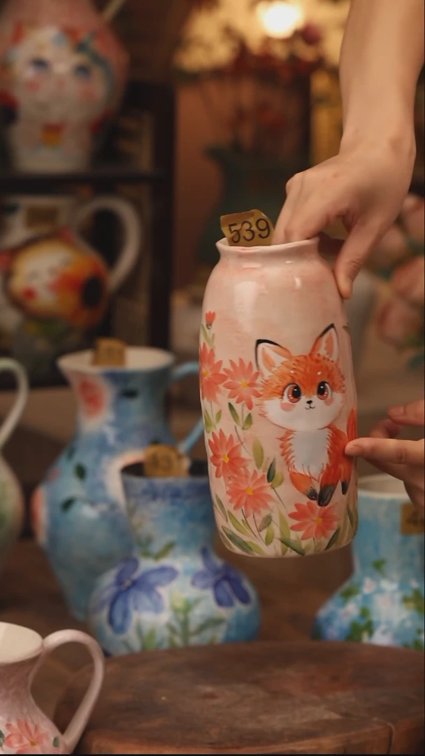 陶瓷539陶瓷花瓶摆件  口径7 高22