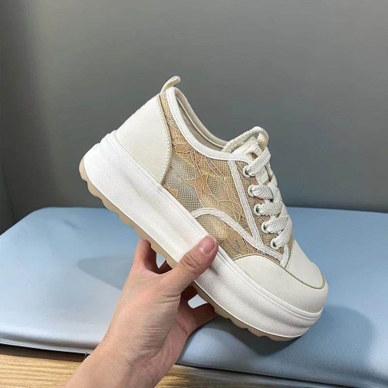 2495-C6-网纱休闲小白鞋女