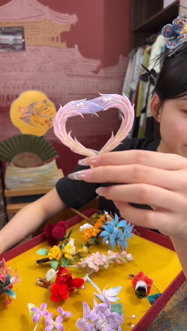 刺绣非遗绒花（发饰）