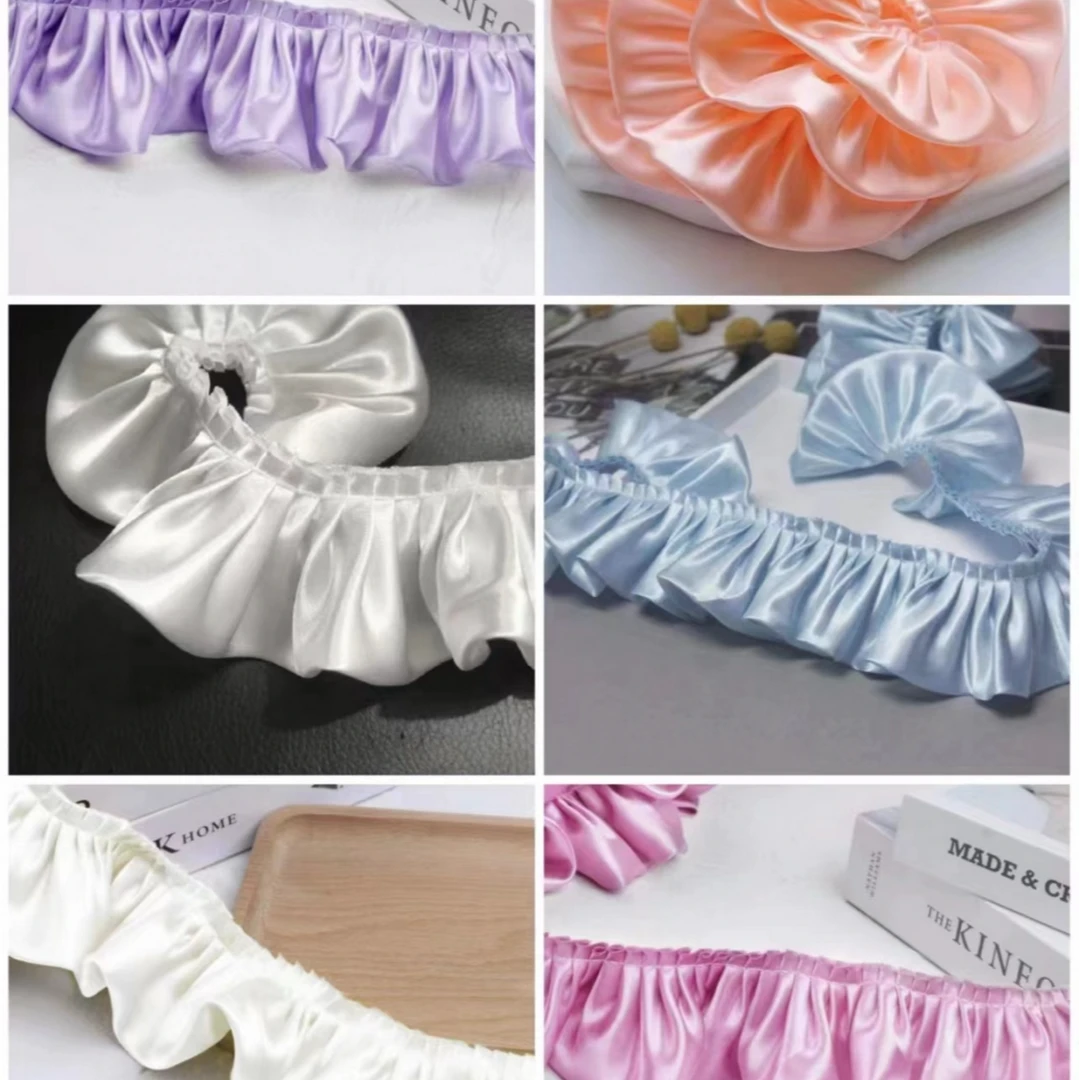 5.5cm彩色双层色丁布褶皱花边荷叶边裙边裙摆加长窗帘家纺辅料