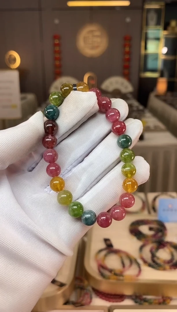 未镶嵌老矿碧玺彩虹单圈手串8mm+碧玺多样性发货一条xion