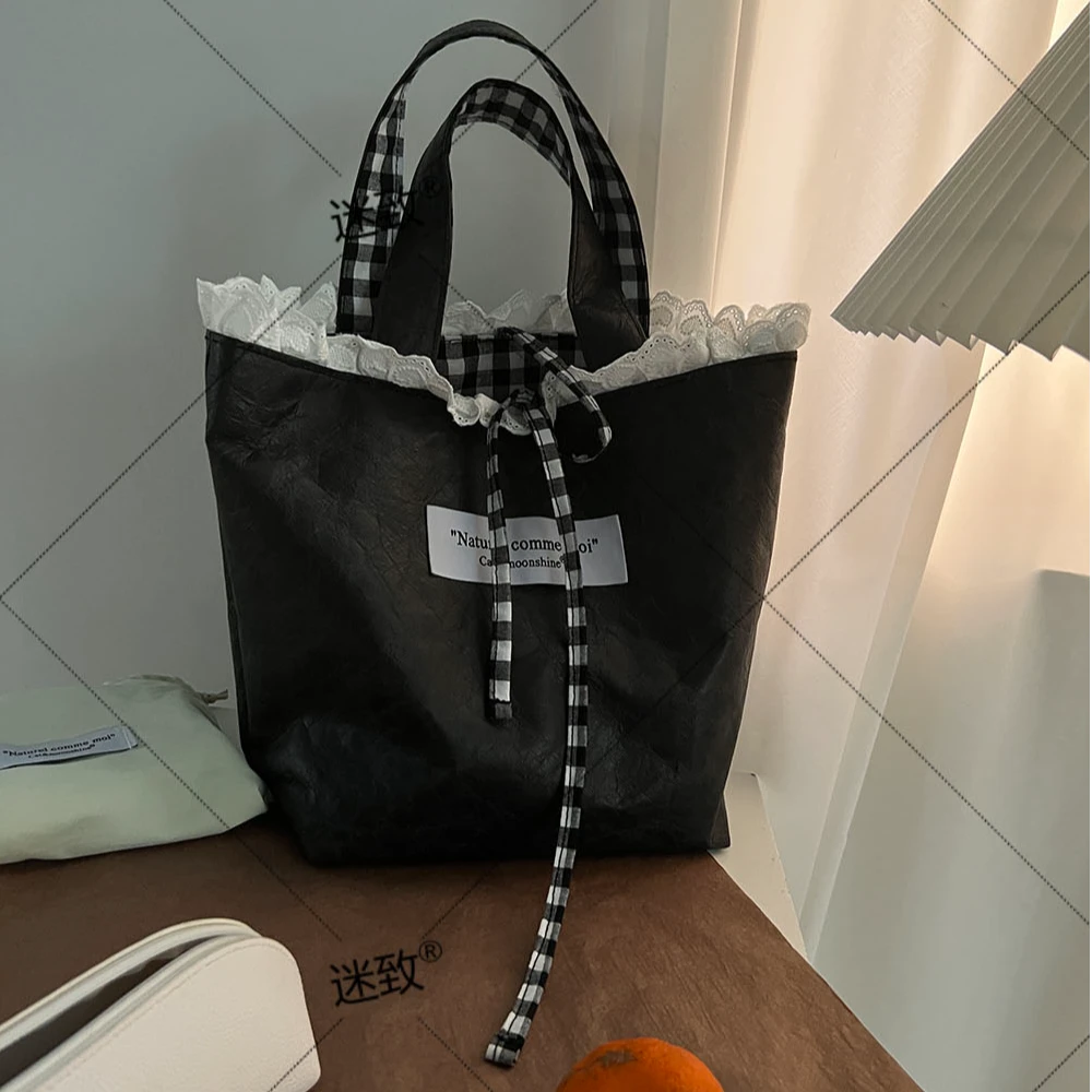 原创杜邦纸手提包女士千金风复古蕾丝时尚百搭韩版手拎包手提包