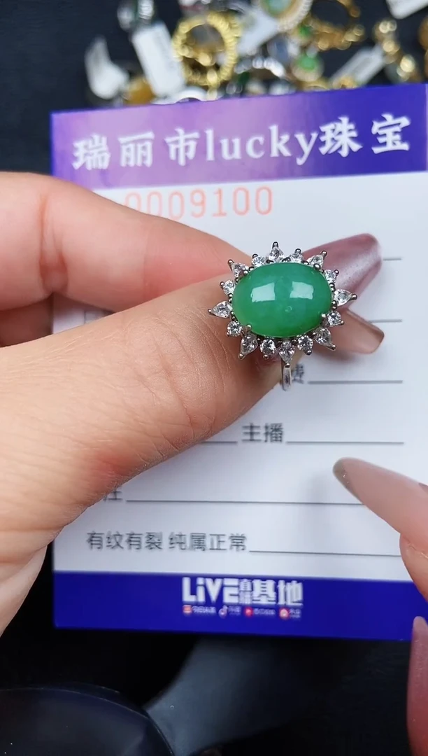 颈饰银S925镶嵌翡翠9100