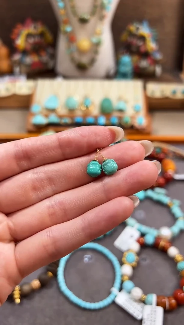 18K金镶嵌绿松石提溜绿松石提溜