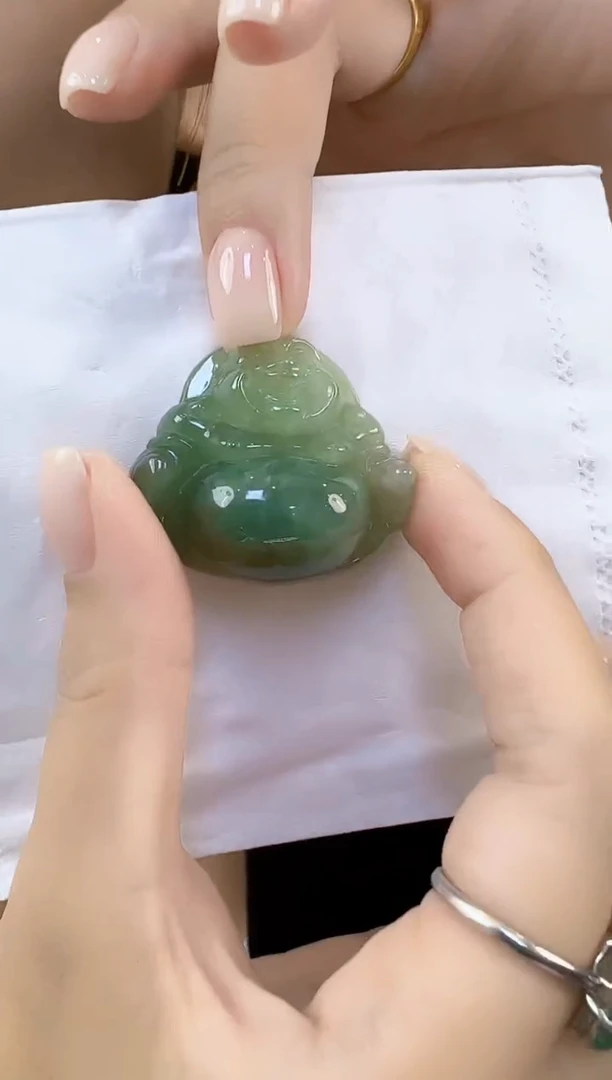 颈饰未镶嵌翡翠孤品翡翠A货满绿佛吊坠