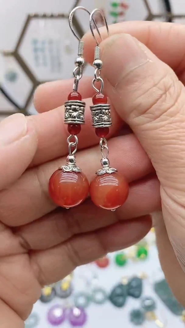 未镶嵌南红玛瑙耳饰100