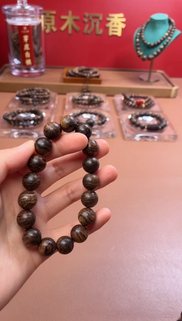 沉香手串沉水越南芽庄白棋爆满瘿子瘤疤12单圈