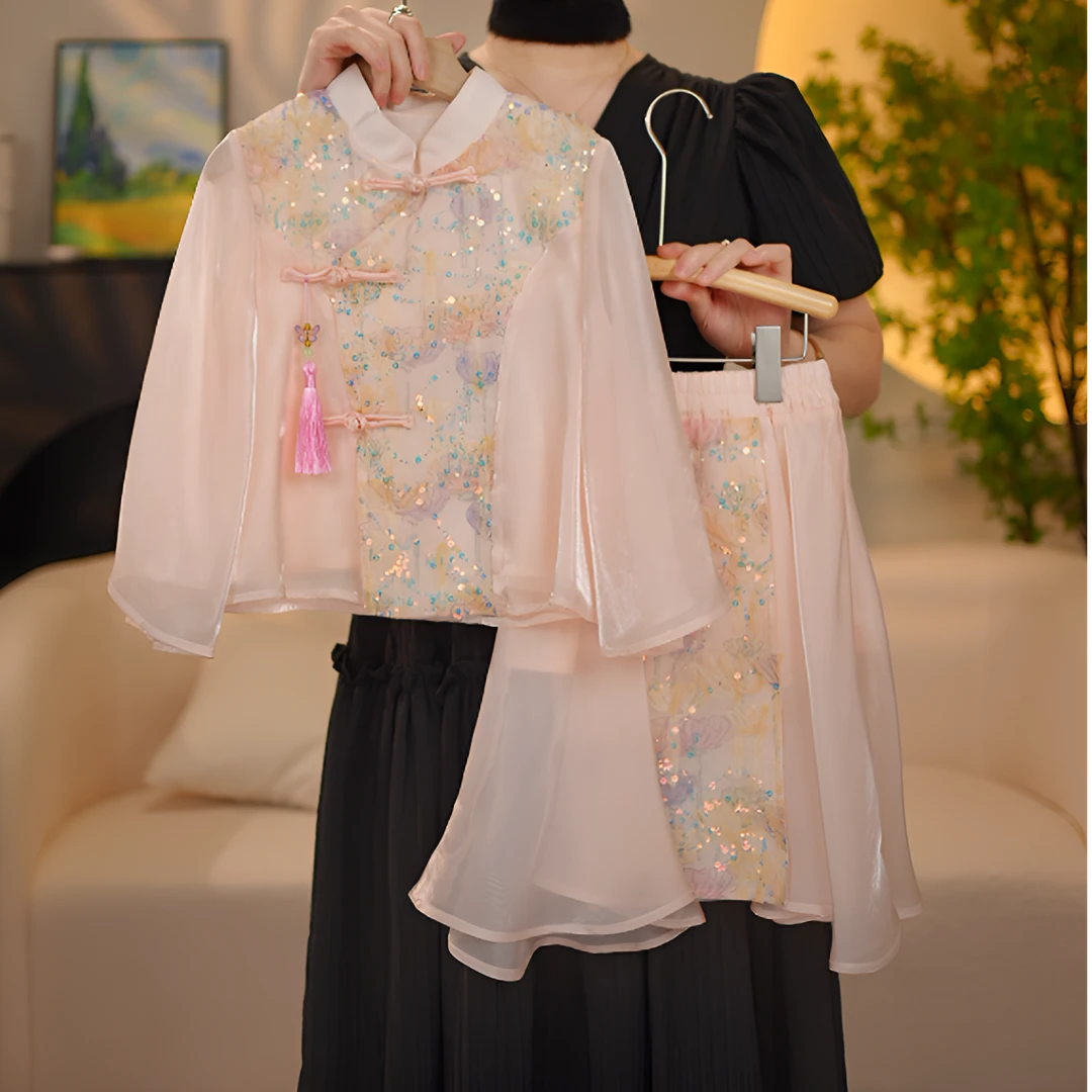 MJ高端定制女童套装夏季仙女新国风汉元素中式套装