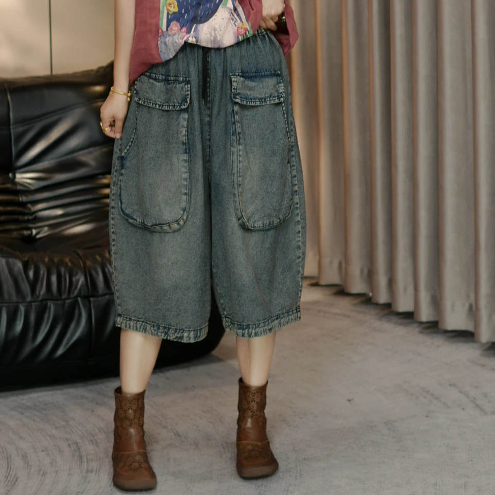 夏季新款牛仔七分裤休闲时尚直筒宽松