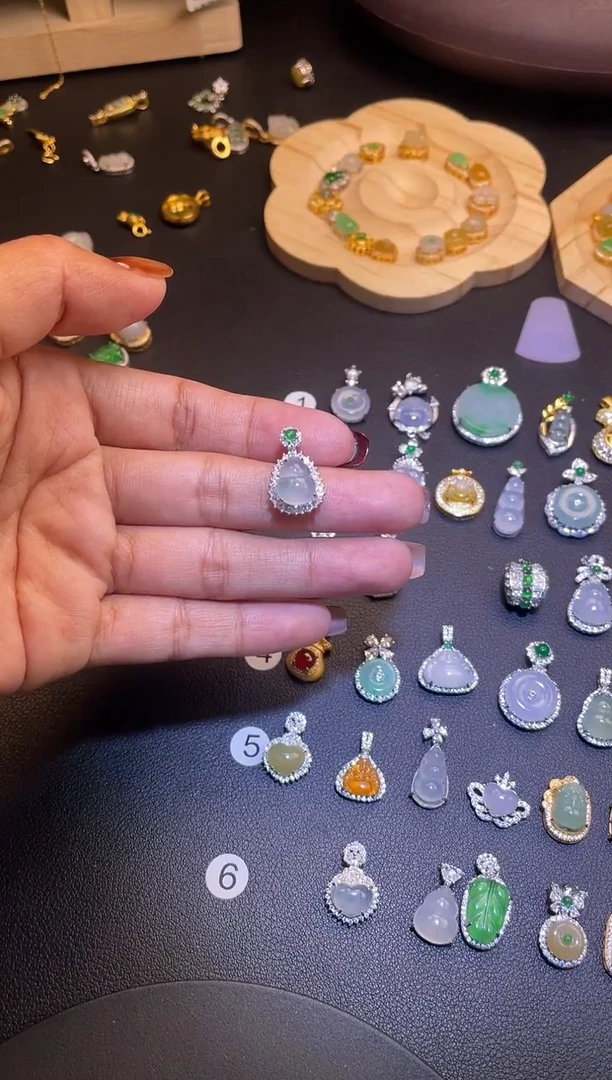 吊坠(不含链)银S925镶嵌翡翠1