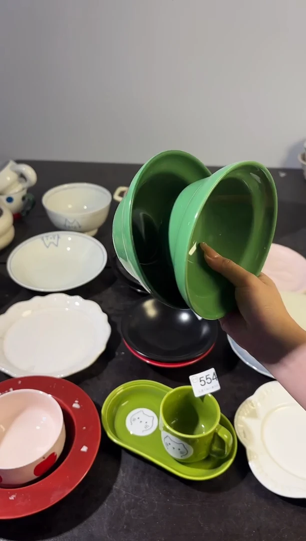 陶直播微瑕绿色小碗*2