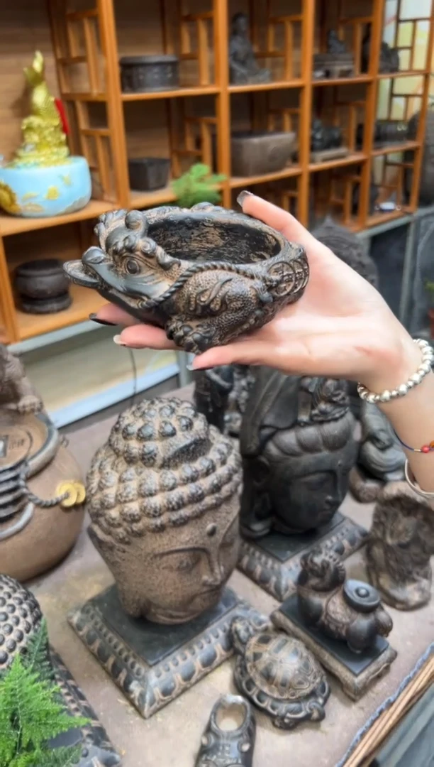 陶土【合成青石】金蟾盆