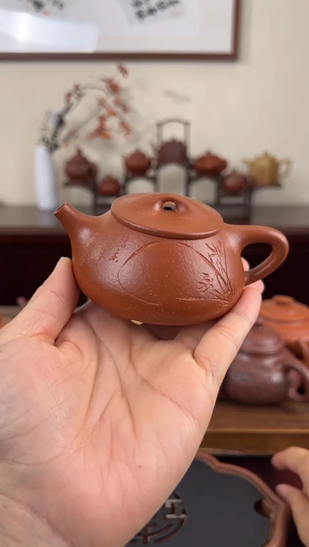 【闪购商品】紫砂茶壶红降坡景舟石瓢壶130CC