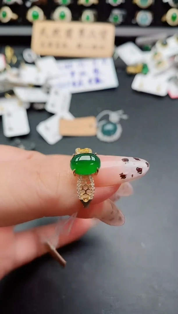 银S925镶嵌戒指翡翠1