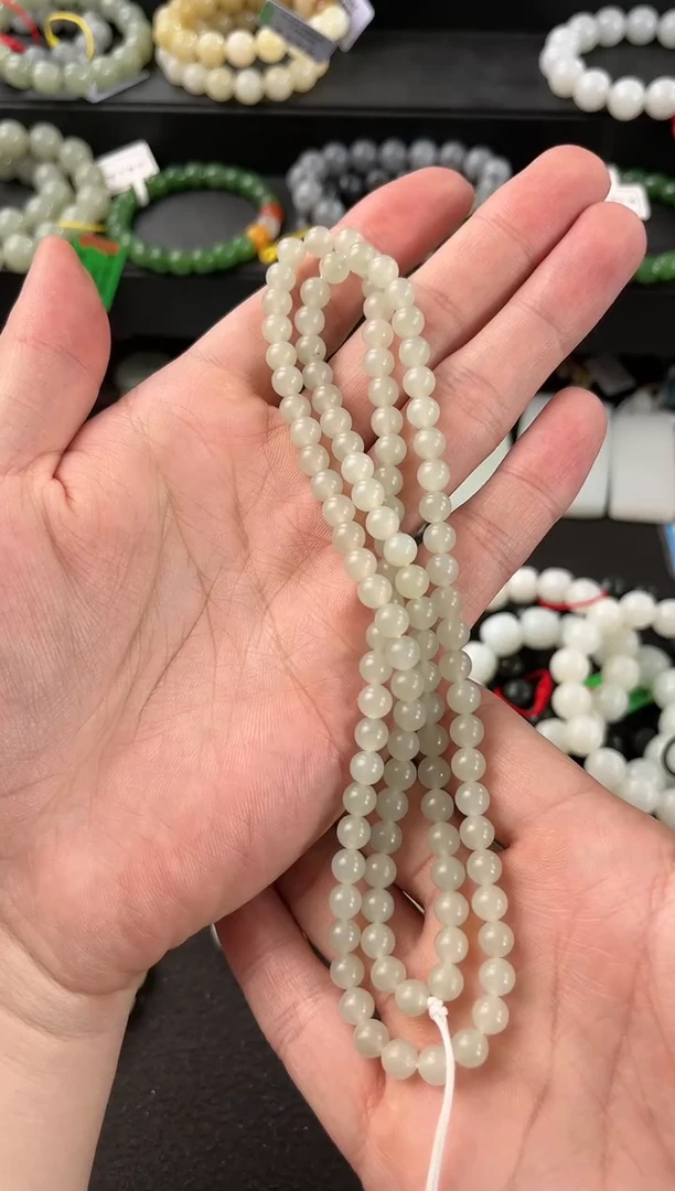 【闪购商品】和田玉项链未镶嵌且末青白项链卡6mm微色差