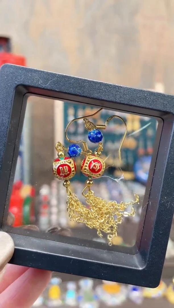 非遗烧蓝精品小耳环