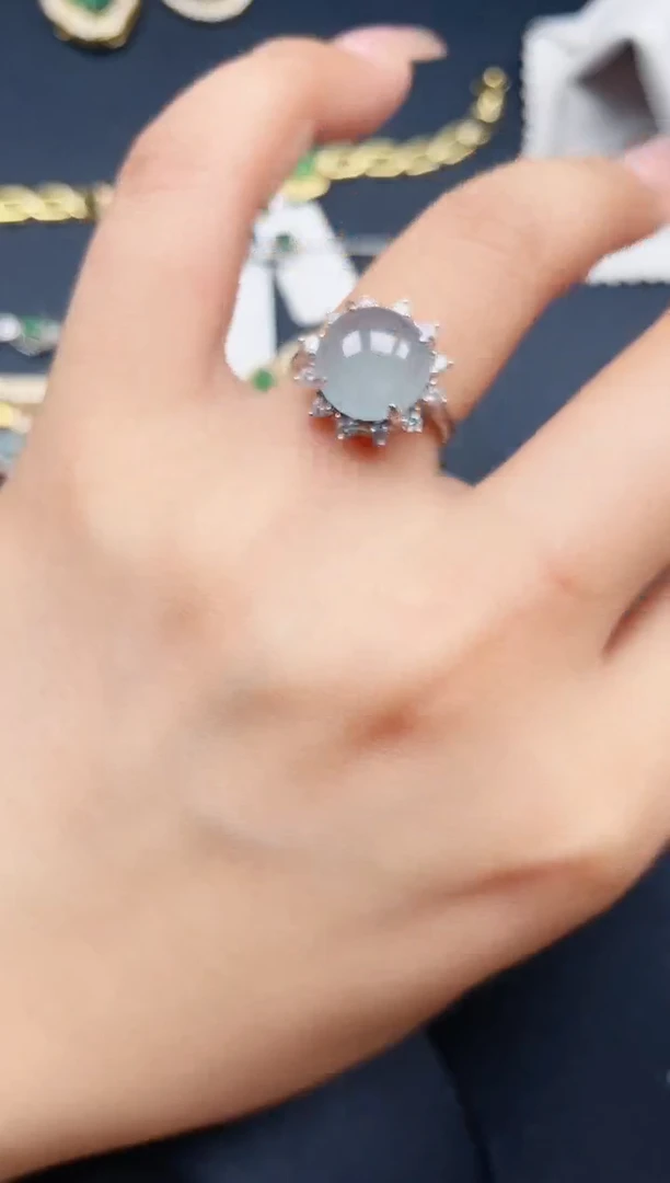 翡翠戒指银S925镶嵌432432