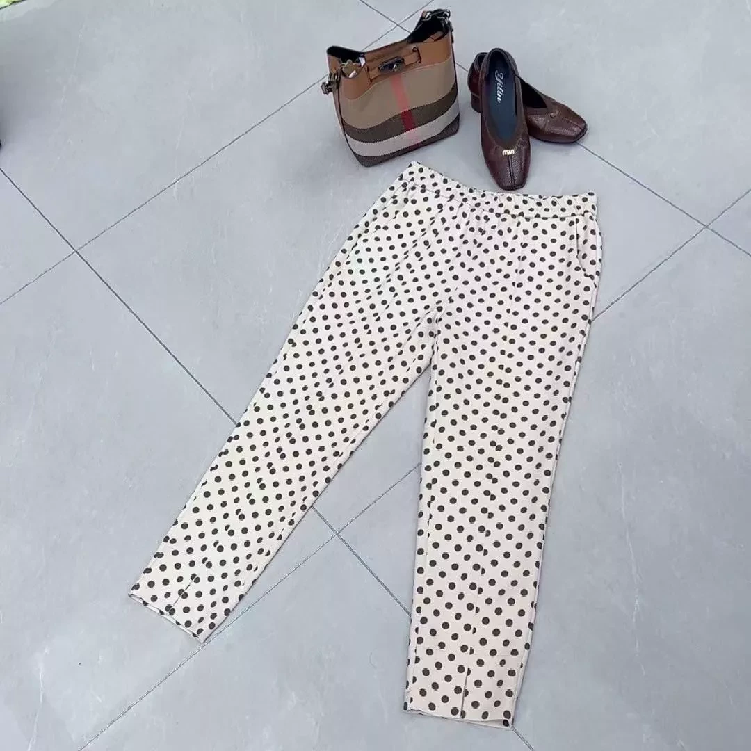 【小英子专属】2025春夏款百搭显瘦休闲时尚高腰波点裤