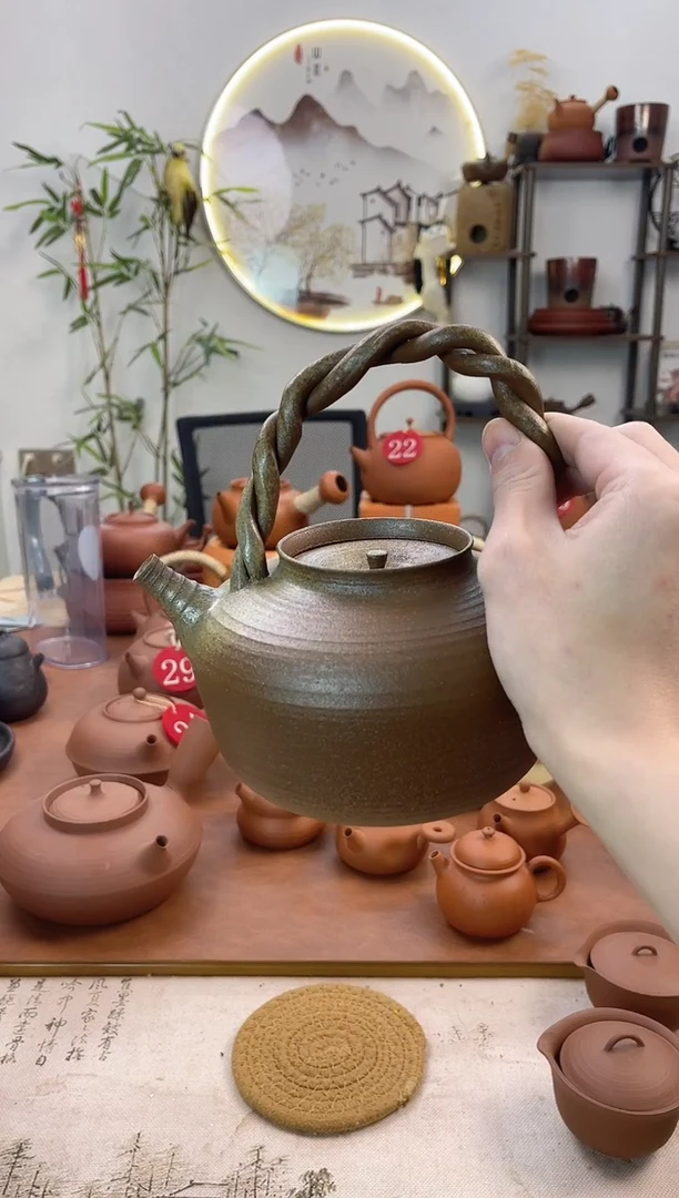 看***k微瑕捡漏柴烧全手提梁