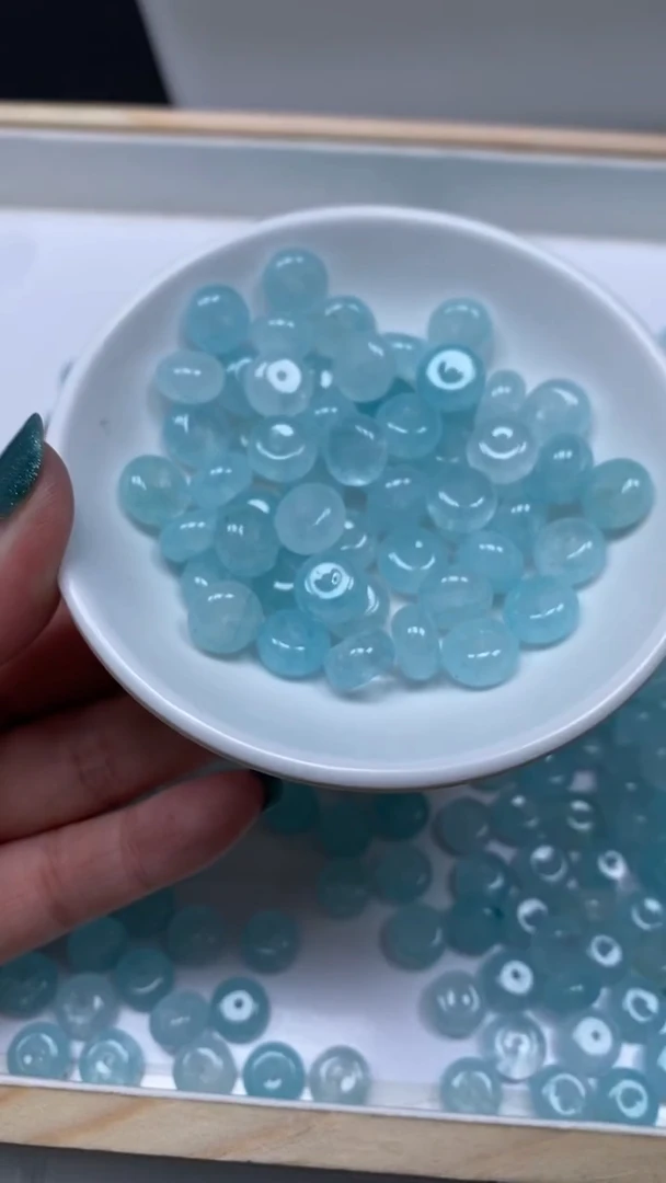 未镶嵌散珠碧玺E726 冰蓝碧玺6*10mm10个6.8元