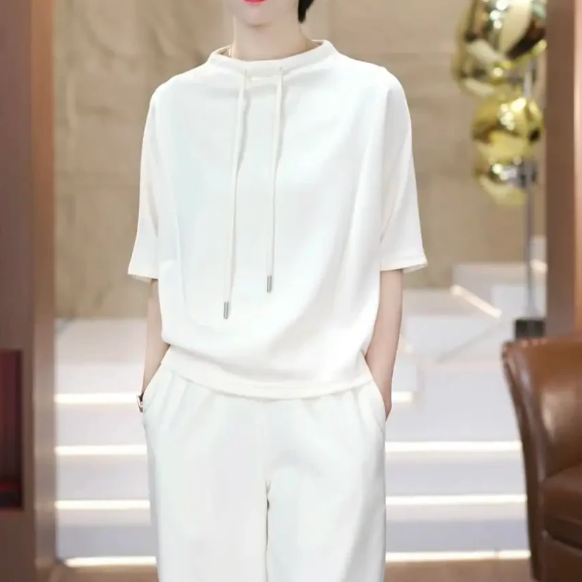 春季2025新款锦棉空气棉抽绳卫衣显瘦气质休闲时尚减龄