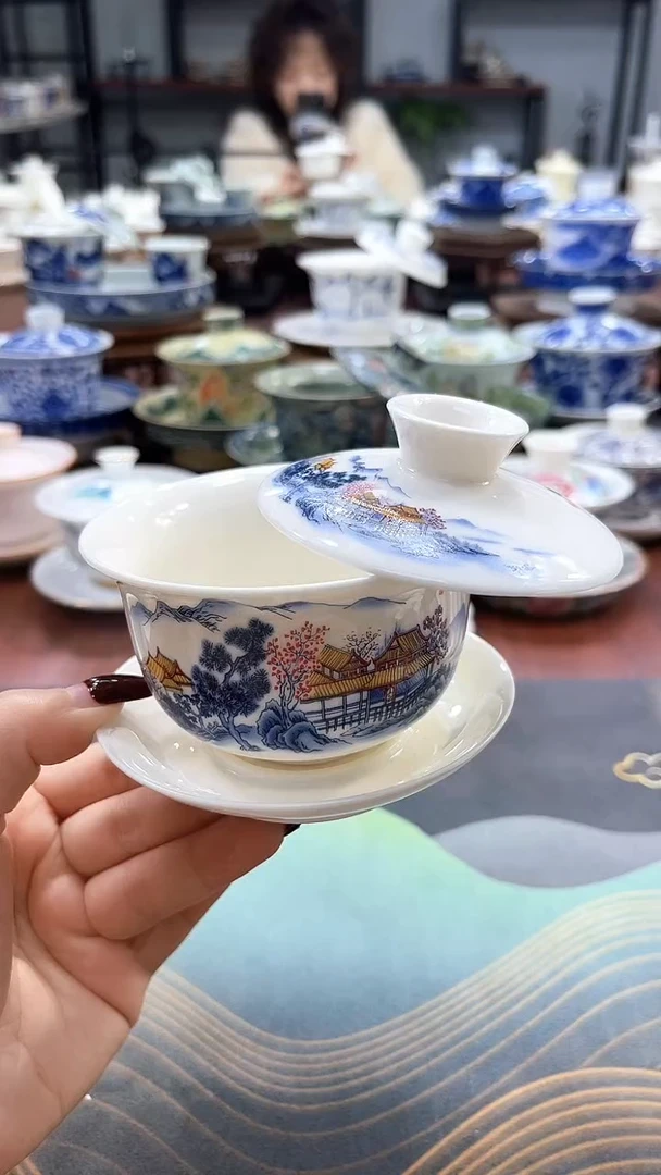 【闪购商品】小号元宝江南悬停盖碗