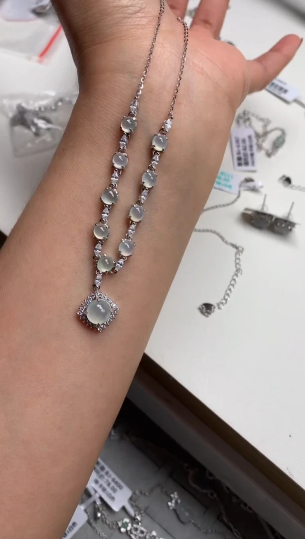 银S925镶嵌戒指翡翠项链13