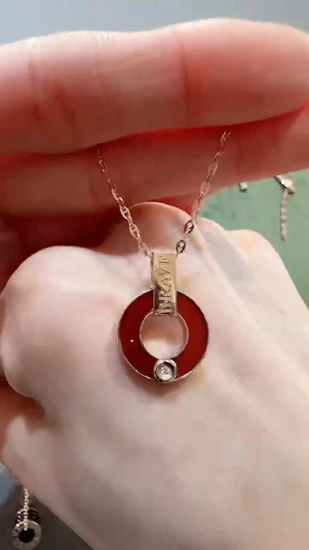 【闪购商品】玛瑙/玉髓吊坠(不含链)18K金镶嵌18K金钻石铜钱吊坠