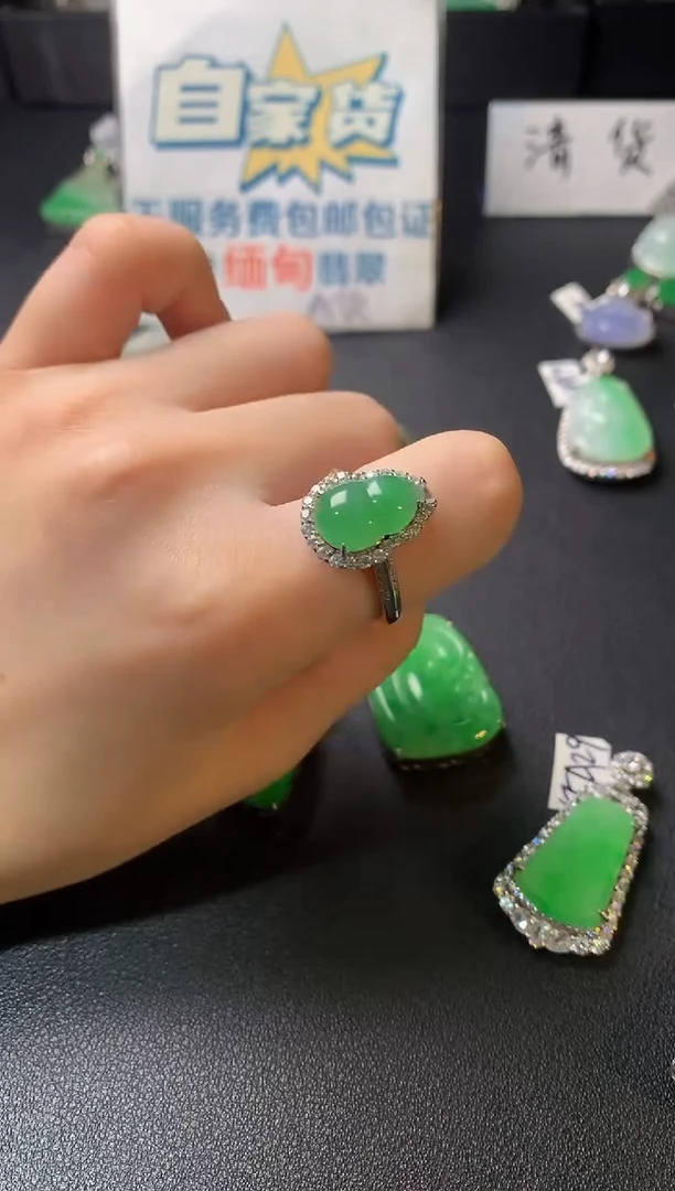 银S925镶嵌戒指翡翠翡翠