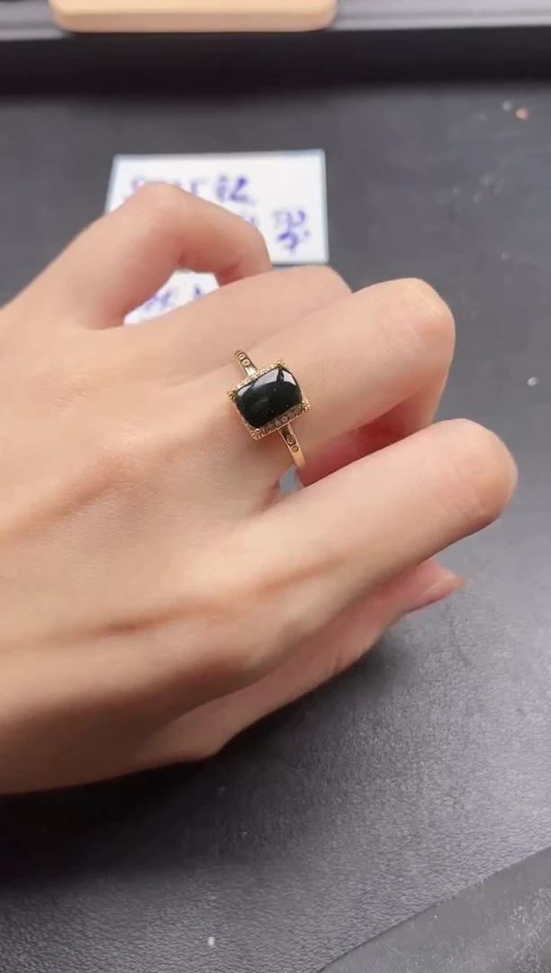 翡翠戒指银S925镶嵌1551-5