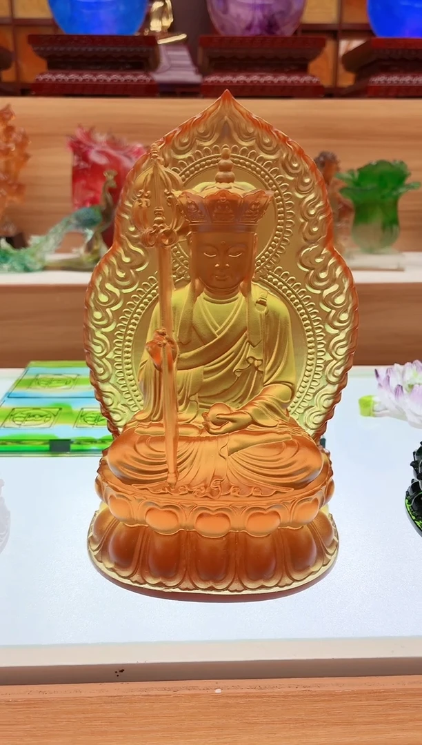 手工艺品琉璃琥珀色地藏菩萨21公分