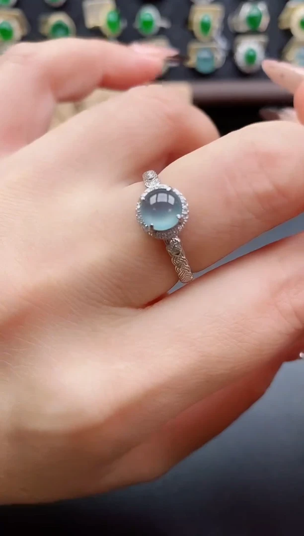 银S925镶嵌戒指翡翠1