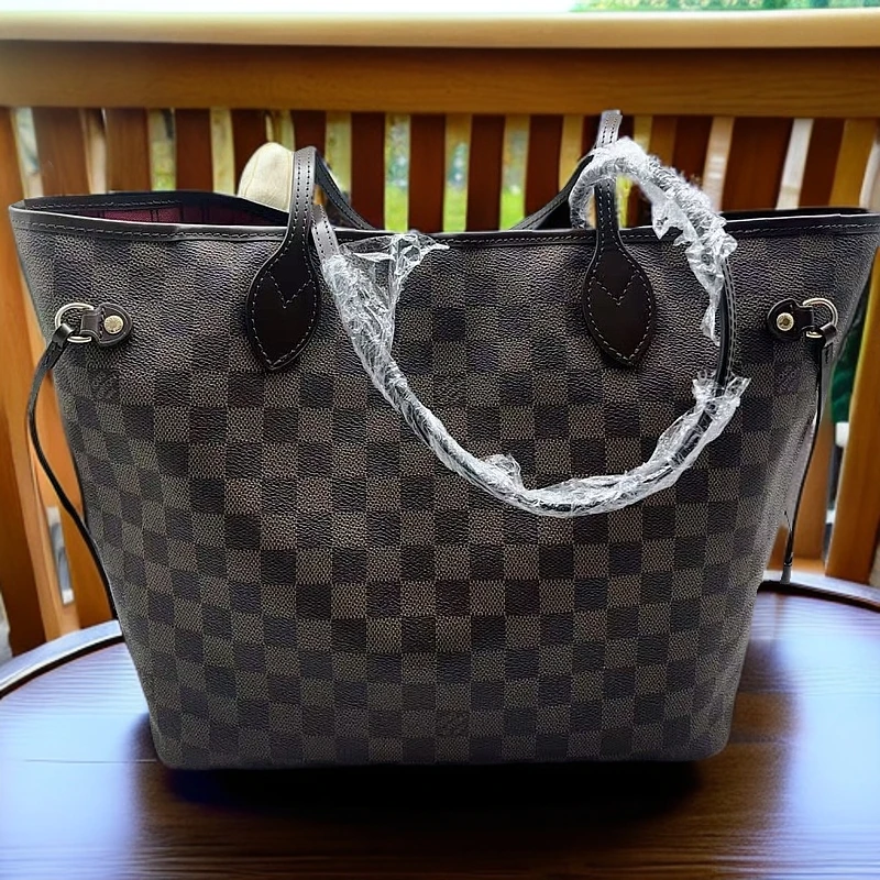 95新 LouisVuitton/路易威登 棕棋盘格N F 托特1245 7902