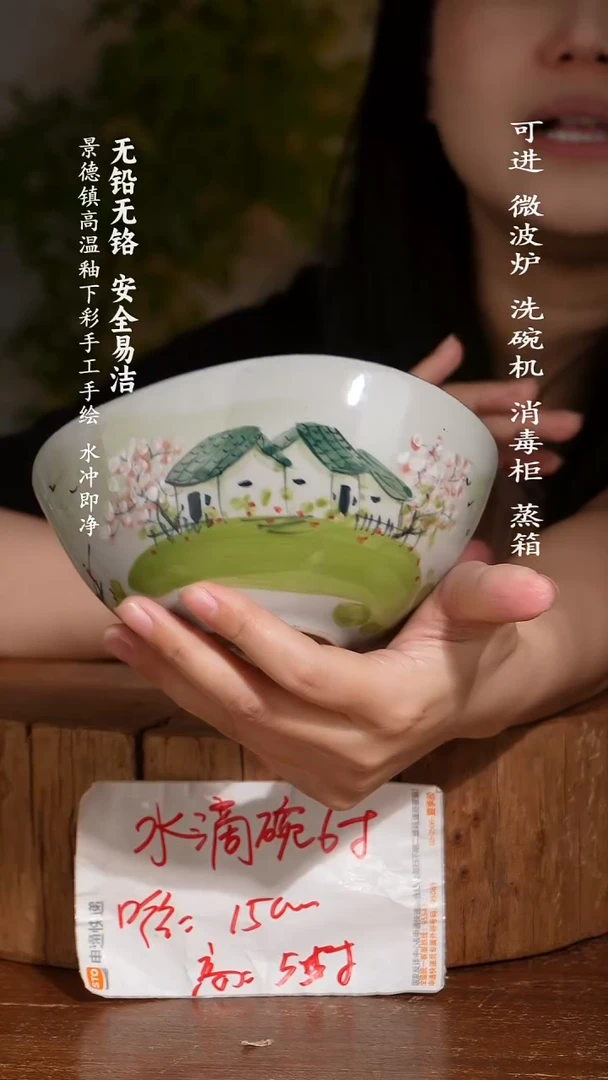 碗陶瓷景德镇高温瓷釉下彩手绘陶瓷