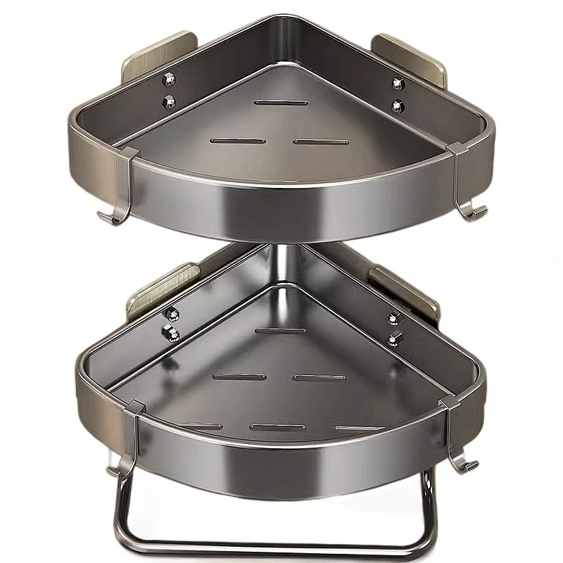 卫生间置物架子壁挂免打孔浴室洗澡厕所洗手洗漱台墙上三角收纳架