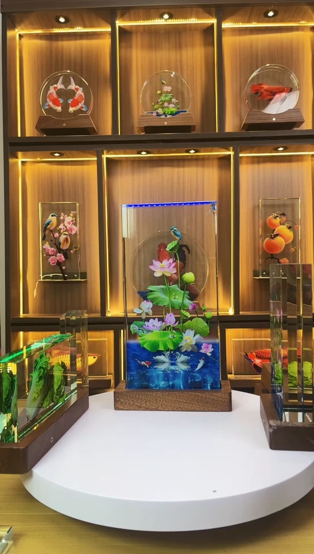 玻璃福*头磕碰瑕疵品尺寸30*15*4荷花+底座