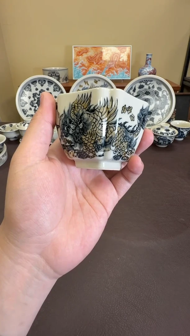 二号釉貔貅纹五方杯
