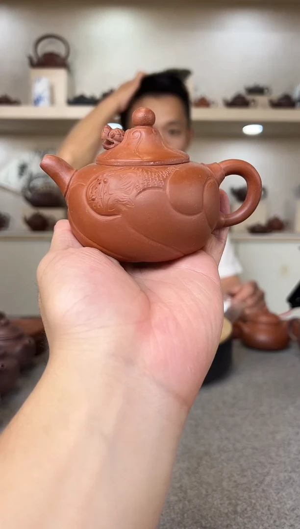 茶壶紫砂鱼化龙 清水泥 半手工