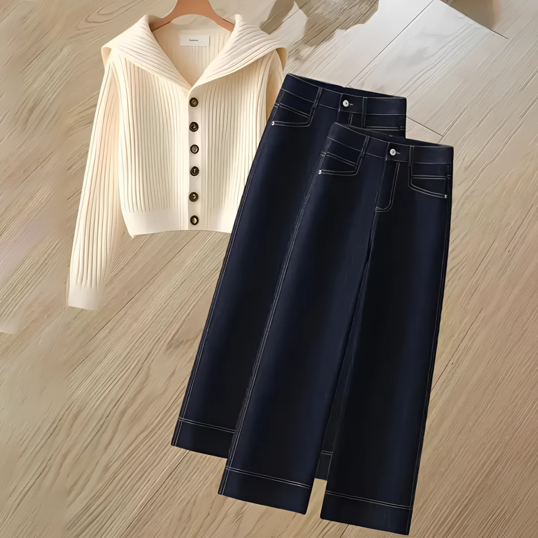 丹宁蓝牛仔阔腿裤女2025春秋季爆款宽松显瘦垂感高腰直筒裤牛仔裤