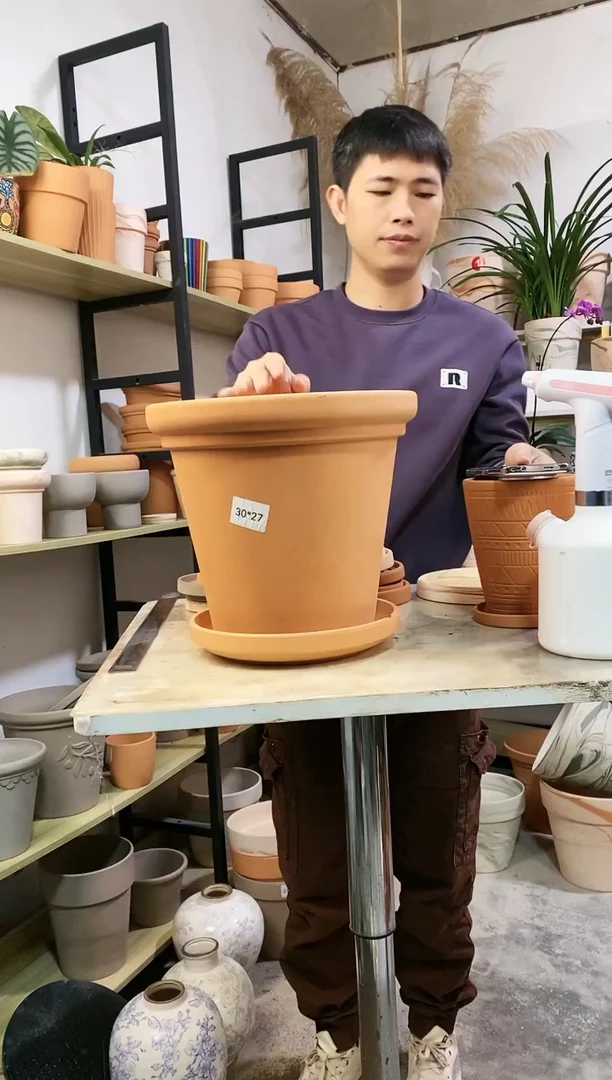 【闪购商品】红陶30*27红陶平面 2盆2托